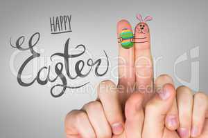 Composite image of fingers as easter bunny