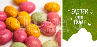 Composite image of easter  egg hunt graphic