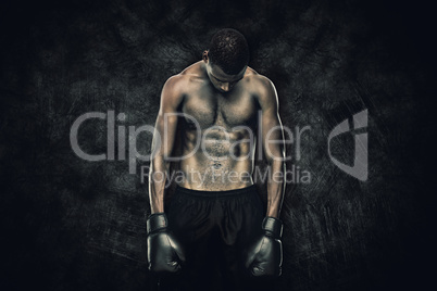 Composite image of muscular boxer