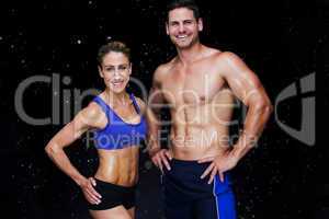 Composite image of bodybuilding couple