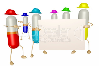 Medication capsule as a figure with shield