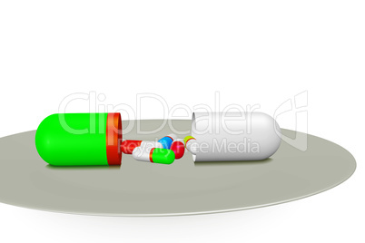 Medication capsule lying on the Tablet