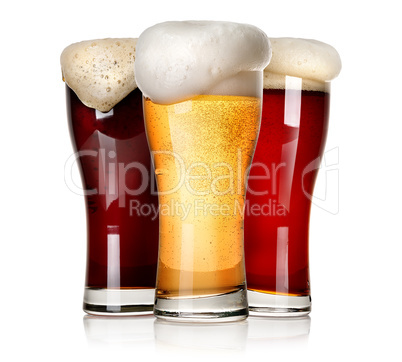 Three beers isolated