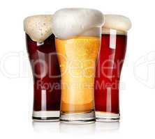 Three beers isolated