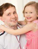 Lovely portrait of father and little daughter