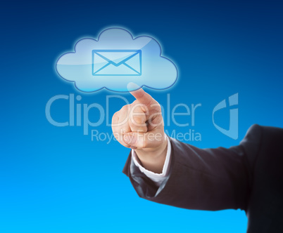 Corporate Person Touching Email In Cloud Symbol
