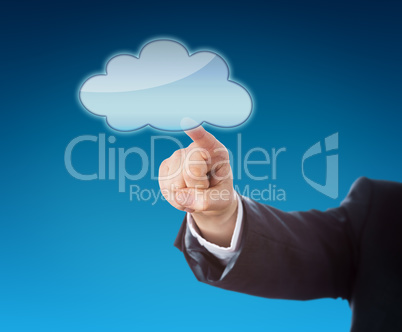 Forearm Pointing At Cloud Icon With Copy Space