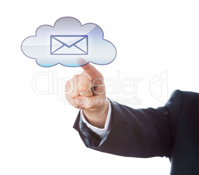 Cutout Of Arm Pointing At Email Icon In Cloud Key