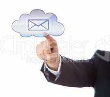 Cutout Of Arm Pointing At Email Icon In Cloud Key