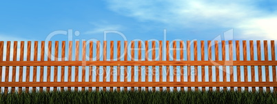 Wooden fence - 3D render