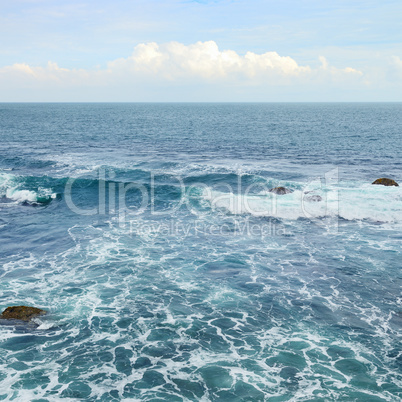 Beautiful ocean waves and blue sky