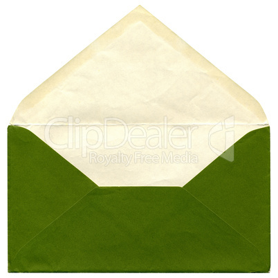 Green envelope isolated