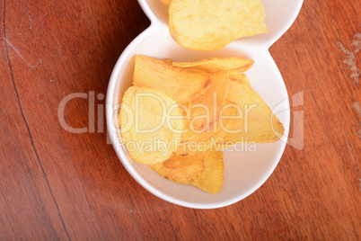 Potato chips. Close up, unhealthy food concept