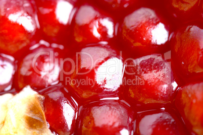 Pomegranate background. Macro of peeled ripe seeds