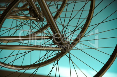 Detail eines Fahrrad die Speichen