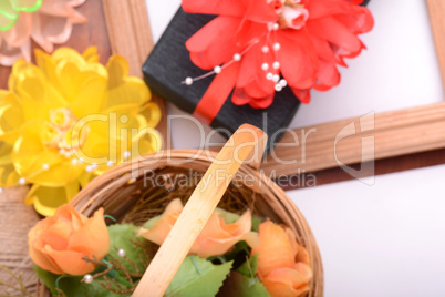 gift box and flowers
