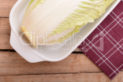 Cabbage chopped in glass bowl