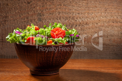 Fresh salade on wooden background