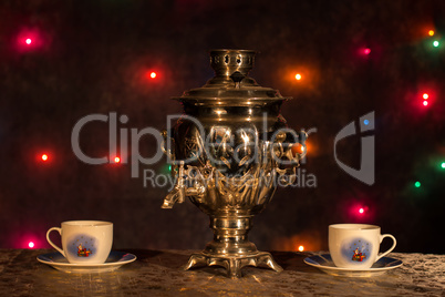 National Russian tradition to drink tea from a samovar