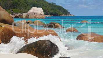 waves and granite rocks