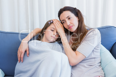 Mother worrying about sick daughter