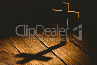 Crucifix icon on wooden table
