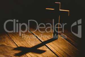 Crucifix icon on wooden table