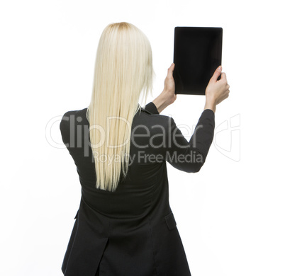 businesswoman with tablet