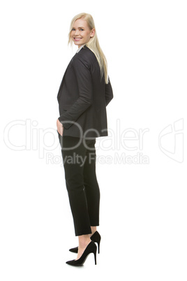 businesswoman with hands in pocket
