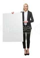 businesswoman with placard