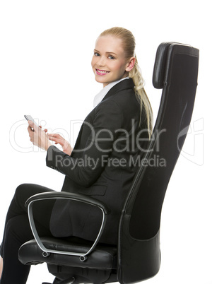 businesswoman working with tablet