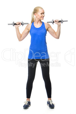 woman exercising with weights