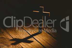 Crucifix icon on wooden table