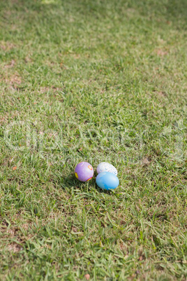 Easter eggs on the grass