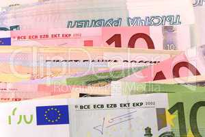 european and american money background