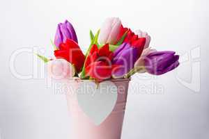 Bunch of tulips and heart card