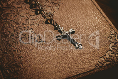 Rosary beads with bible