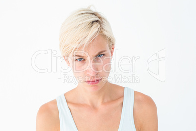 Upset woman looking at camera