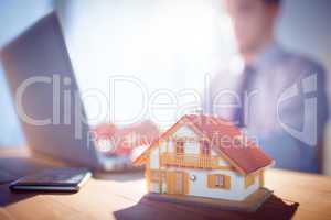 Estate agent using laptop at desk