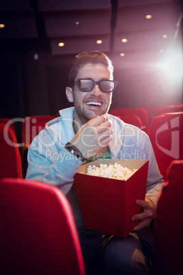 Young man watching a 3d film