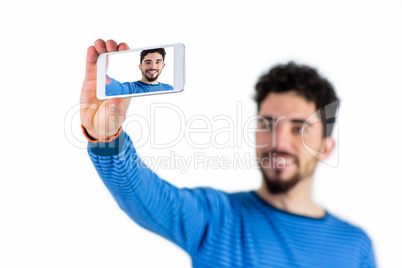 Casual man taking a selfie