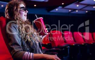 Young woman watching a 3d film