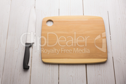 Chopping board with large knife