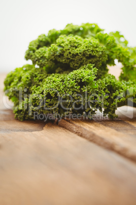 Curly parsley on wooden board