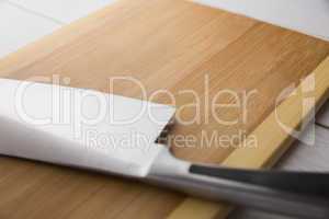 Chopping board with large knife