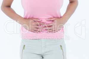 Woman suffering from stomach ache