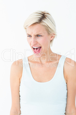 Upset blonde screaming