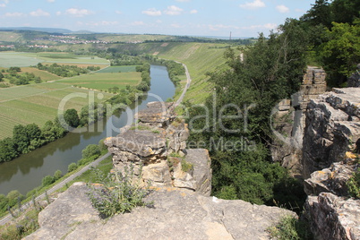 Flussschleife Neckar bei Mundelsheim, Deutschland.