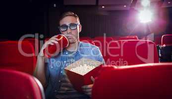 Young man watching a 3d film