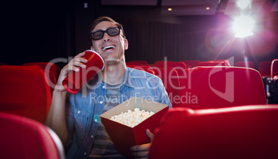 Young man watching a 3d film